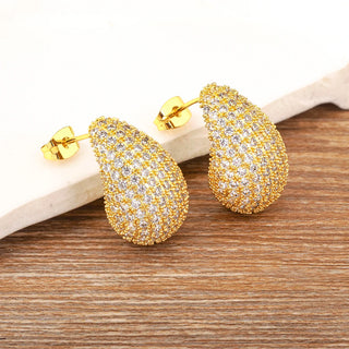 Dazzling Gloss Waterdrop Full Zircon Earrings in Gold or Silver