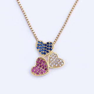 Three Sweet Heart Pendant Necklace