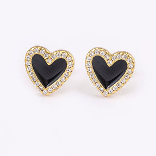 Simple Heart Shaped Studs - White and Black Styles