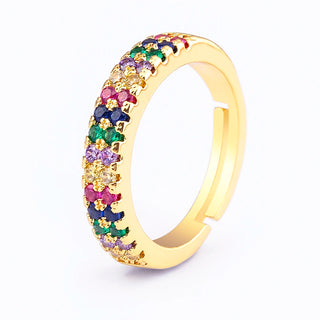 Gold Rhinestone Rainbow Ring