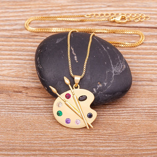 Painters Pallet Gold Choker Necklace