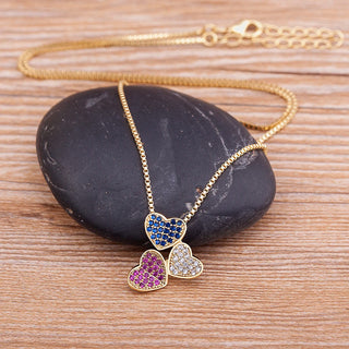 Three Sweet Heart Pendant Necklace