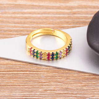 Gold Rhinestone Rainbow Ring