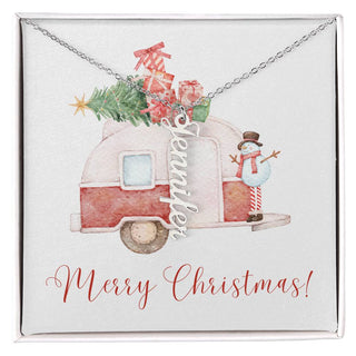 Merry Christmas Personalized Name Necklace
