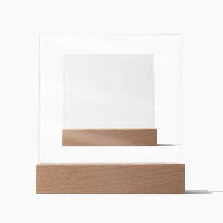 Square Acrylic Plaque w/ Wooden Base & LED Lights
