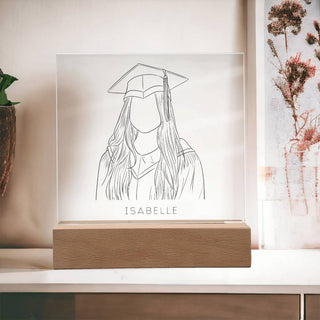 Graduation Portrait | Custom Line Art | Square Acrylic Plaque