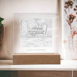 Cottage Portrait | Custom Line Art | Square Acrylic Plaque