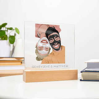 Couples Portrait | Custom Vector Art | Square Acrylic Plaque