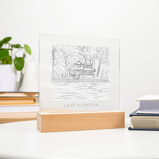 Cottage Portrait | Custom Line Art | Square Acrylic Plaque