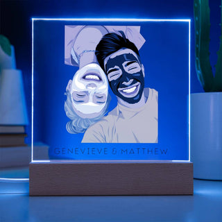 Couples Portrait | Custom Vector Art | Square Acrylic Plaque