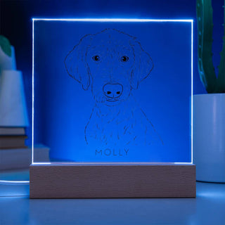 Pet Portrait | Custom Line Art | Square Acrylic Plaque