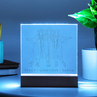 Group Graduation Portrait | Custom Line Art | Square Acrylic Plaque