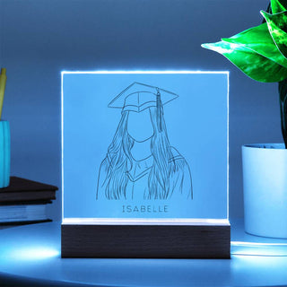 Graduation Portrait | Custom Line Art | Square Acrylic Plaque