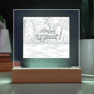 Cottage Portrait | Custom Line Art | Square Acrylic Plaque