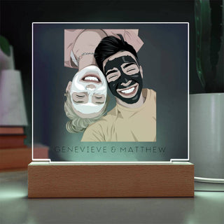 Couples Portrait | Custom Vector Art | Square Acrylic Plaque