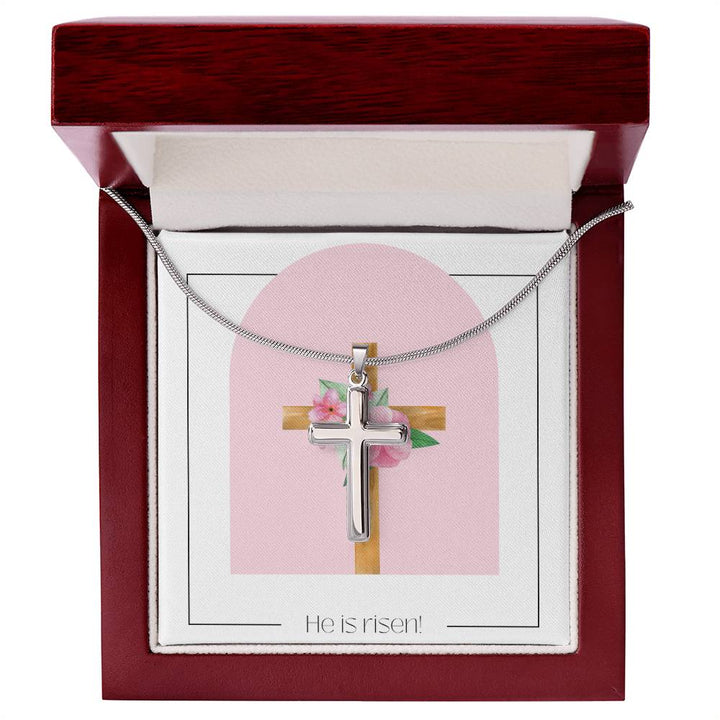 He is Risen Faith Cross Necklace